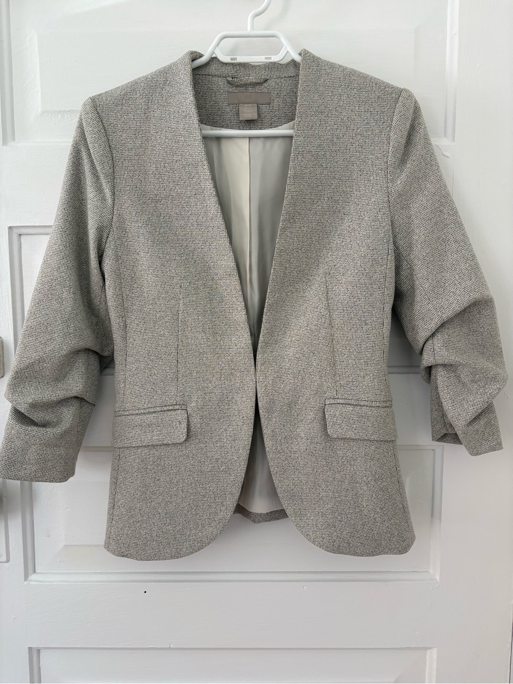 H&M Light Grey Open-Front Tailored Blazer